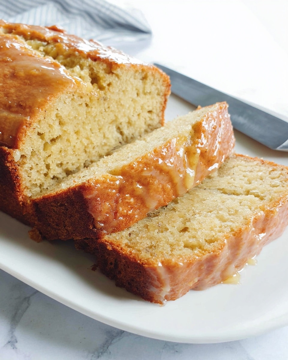 Whole lemon pound cake loaf with a shiny lemon glaze dripping down the sides, resting on a white surface, showing the entire uncut loaf with a golden crust and moist crumb texture, photographed from a 3/4 angle on a white marble countertop with natural lighting, professional food magazine hero shot photo taken with an iphone --ar 4:5 --v 7