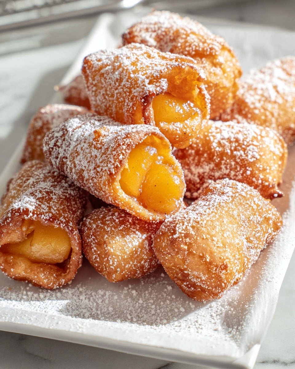 Peach Cobbler Egg Rolls with Vanilla Bean Dipping Sauce Recipe