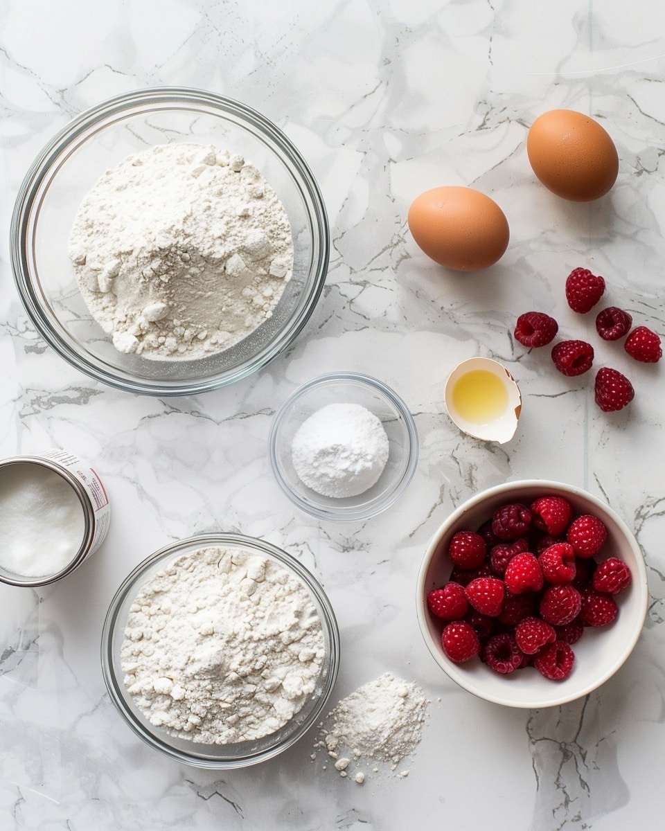 Single white plate with a single raspberry muffin in a white cupcake liner, angled close-up showing the fluffy, moist interior dotted generously with vibrant red raspberries, the golden-brown top lightly crisped, fresh raspberries placed on the side as garnish, bright natural lighting highlighting the texture, set on a white marble background, styled like a food blog individual serving photo taken with an iphone --ar 4:5 --v 7