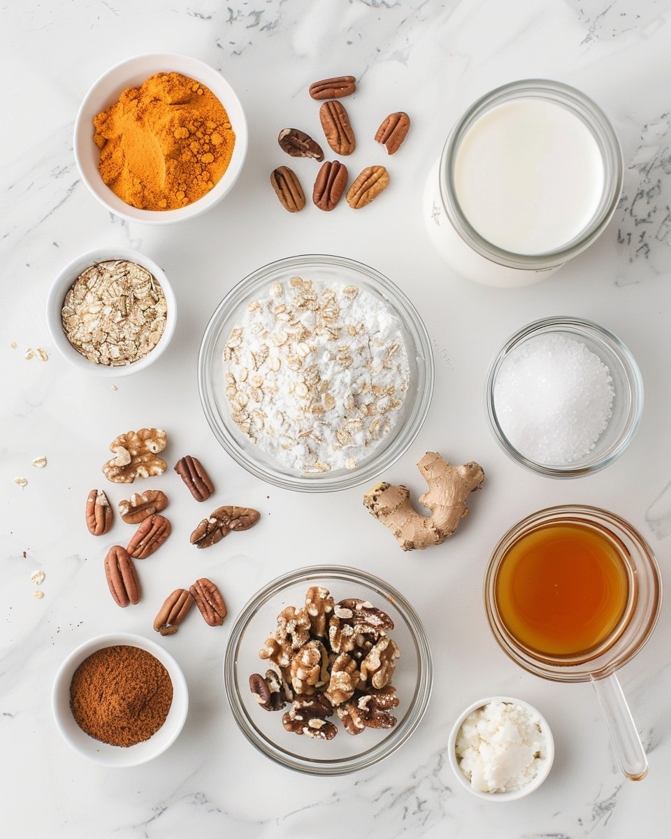 Single white plate featuring one square portion of oatmeal pecan bar, close-up angled view revealing the textured oat and nut topping with whole pecans and golden baked interior layered with visible oats and a soft, moist crumb, natural lighting highlighting the glossy nut pieces, placed on white marble background, styled as a ready-to-eat plated serving, photo taken with an iphone --ar 4:5 --v 7
