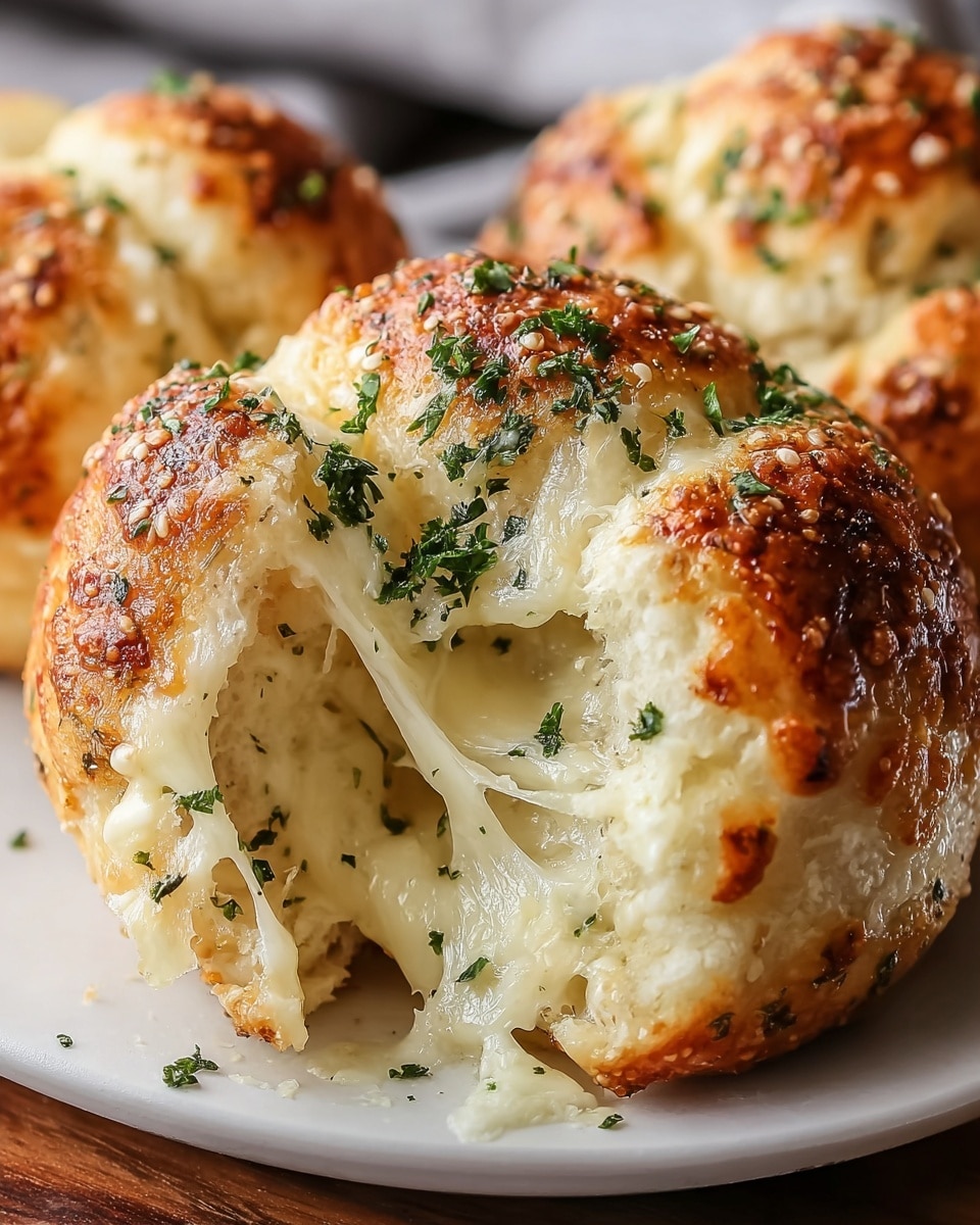 White serving platter filled with a full batch of golden-brown garlic cheese pull-apart bread balls arranged closely together, each topped with melted bubbling cheese and generously sprinkled with fresh chopped parsley and herbs, showcasing the entire ensemble fresh from the oven, captured from a 3/4 angle on a white marble background with natural lighting, professional food magazine hero shot, photo taken with an iphone --ar 4:5 --v 7