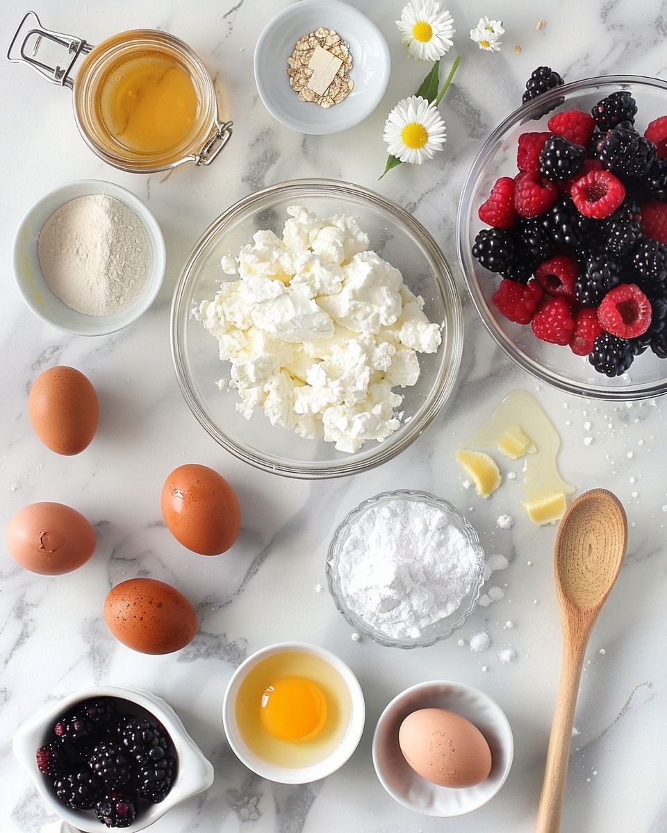Single white square plate holding one slice of mixed berry clafoutis, close-up angled view revealing soft, custard-like interior with layers of fresh blackberries, raspberries, and blueberries embedded throughout, topped with vibrant whole berries and a small sprig of fresh mint, light golden crust edges visible, natural lighting highlights moist texture, styled on white marble surface, intimate plated serving photo taken with an iphone --ar 4:5 --v 7