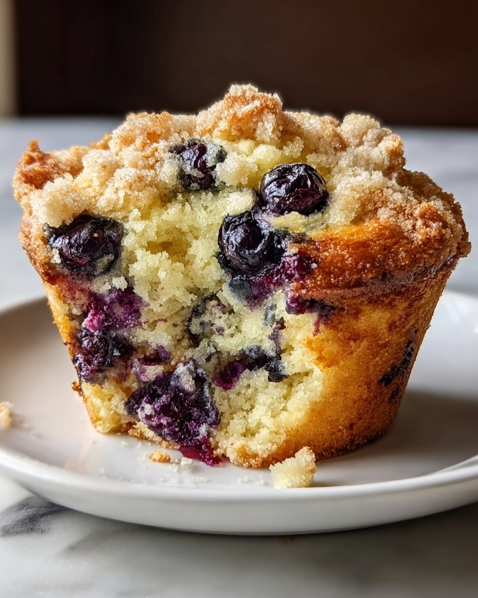 A white rectangular baking dish filled with a freshly baked batch of blueberry muffins, each muffin golden brown with a crisp crumb topping and bursting with plump, juicy blueberries, arranged neatly side by side to showcase the entire full dish, natural light highlighting the moist texture and vibrant colors, photographed from a 3/4 angle on a white marble countertop, professional food styling photo taken with an iphone --ar 4:5 --v 7