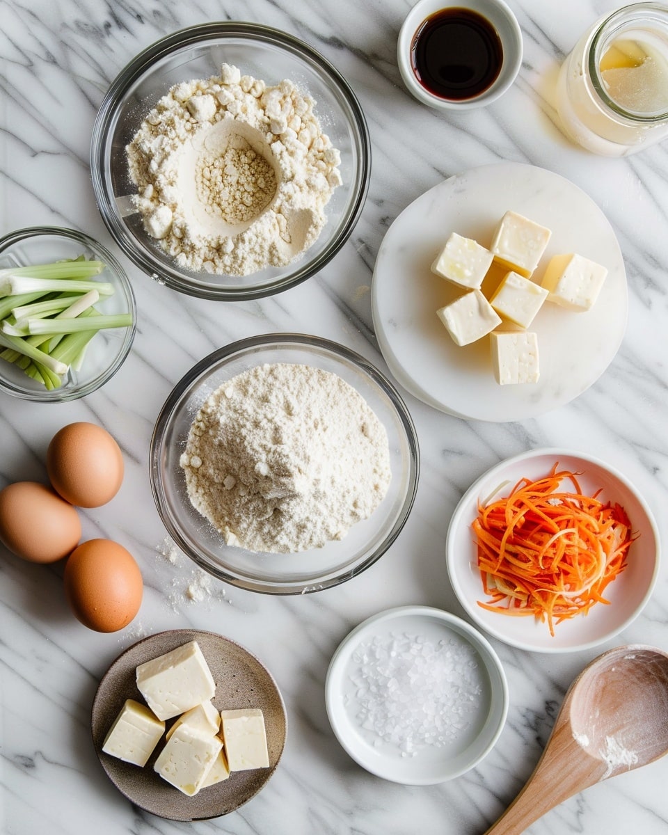 Single white plate with one steamed pork bun showing a cross-section that reveals savory, finely-ground pork mixed with diced carrots and green onions as filling, soft and fluffy dough surrounding the filling, close-up angle highlighting the texture contrast between the pillowy bun and moist meat, garnished with chopped green onions and a sprinkle of orange seasoning, placed on a white marble surface with natural lighting, intimate plated serving photo taken with an iphone --ar 4:5 --v 7