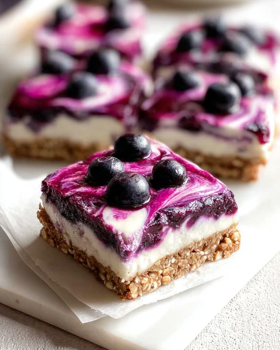 Healthy Frozen Yogurt-Oat Bars with Blueberry Swirl Recipe