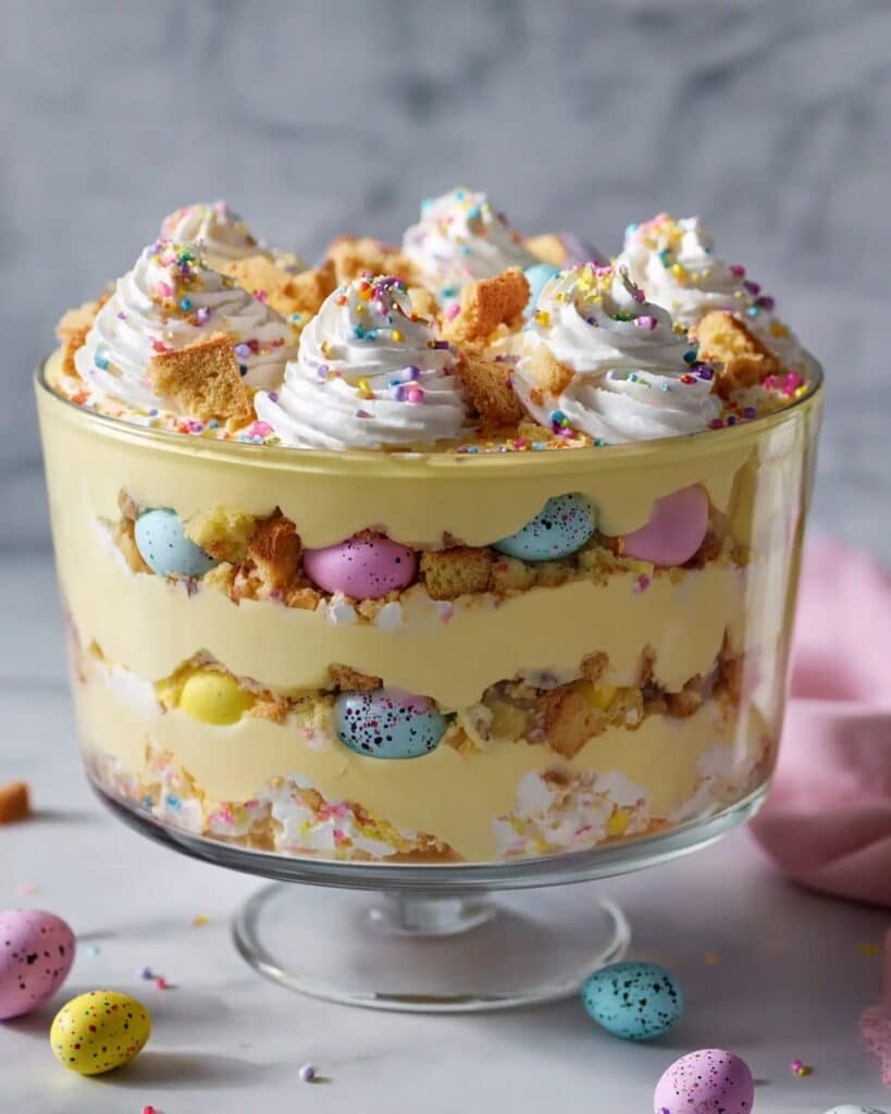 Easter Pastel Cake Layer Trifle with Mini Chocolate Eggs Recipe