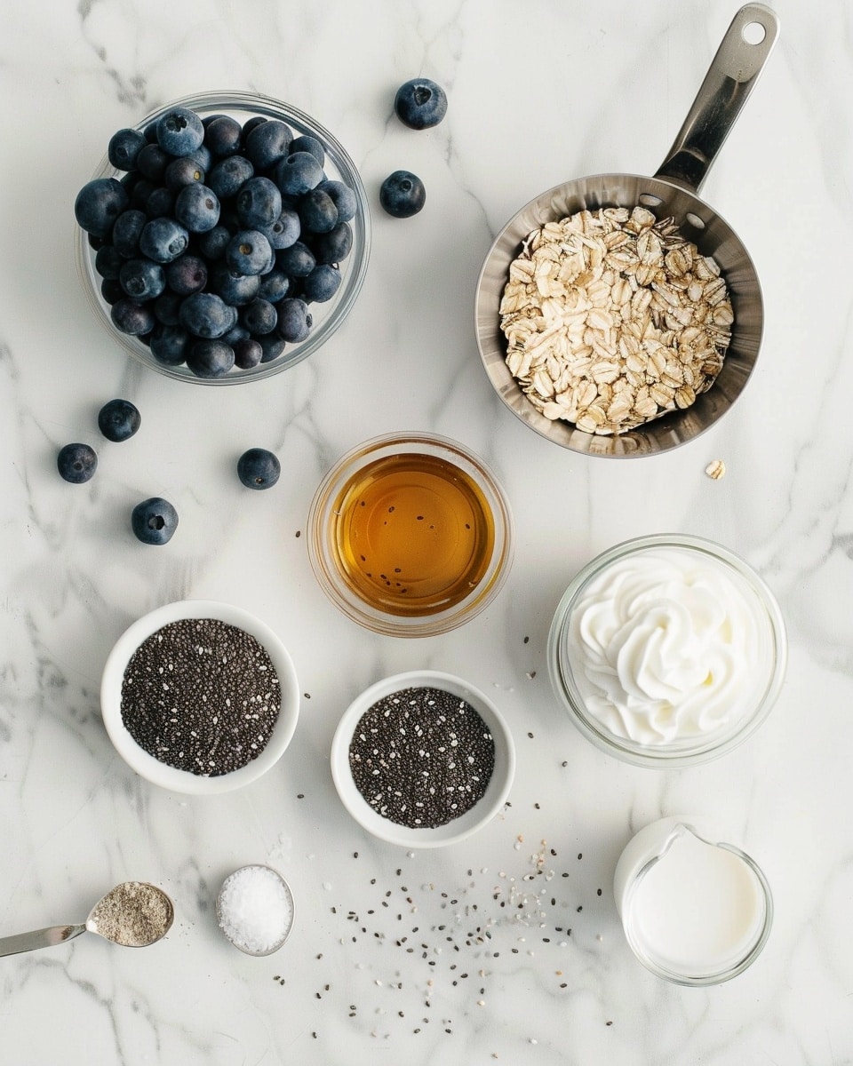 Single white bowl presenting one serving of layered chia pudding with visible thick dark chocolate base, vibrant purple berry compote swirled with creamy chia seeds soaked in oat milk, topped with fresh whole blueberries, close-up angled shot revealing contrasting textures and colors, placed on white marble surface with natural lighting, styled like a food blog individual portion photo taken with an iphone --ar 4:5 --v 7