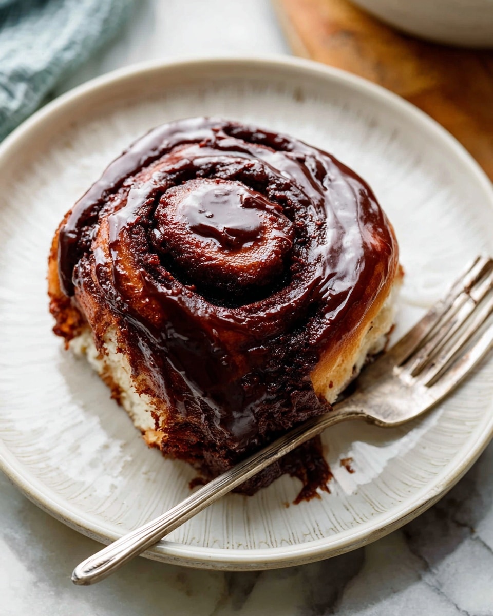White rectangular ceramic baking dish filled with a full batch of rich chocolate cinnamon rolls, each roll showing deep swirls of melted chocolate within soft, fluffy dough, baked to a slightly glossy, perfectly risen finish, entire dish presented from a professional 3/4 angle on a white marble background with natural lighting, styled hero shot from a gourmet food magazine, photo taken with an iphone --ar 4:5 --v 7