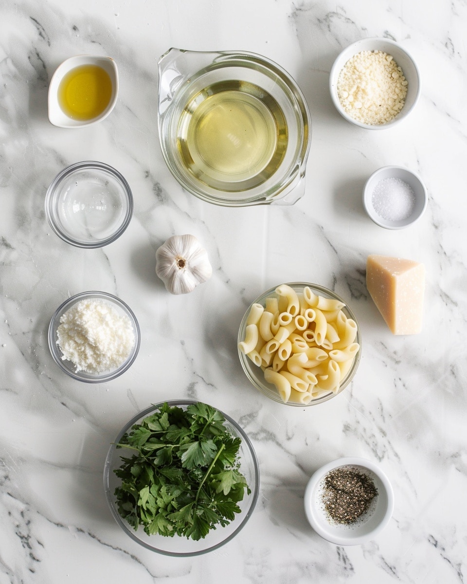 Single white bowl presenting one serving of creamy macaroni and cheese with small tubular pasta coated in rich, melted cheese sauce, sprinkled lightly with finely chopped fresh parsley and a dusting of grated Parmesan, the focus on the tender pasta texture and glossy cheese coating, styled on a white marble surface with natural lighting for an inviting, intimate food blog look, photo taken with an iphone --ar 4:5 --v 7