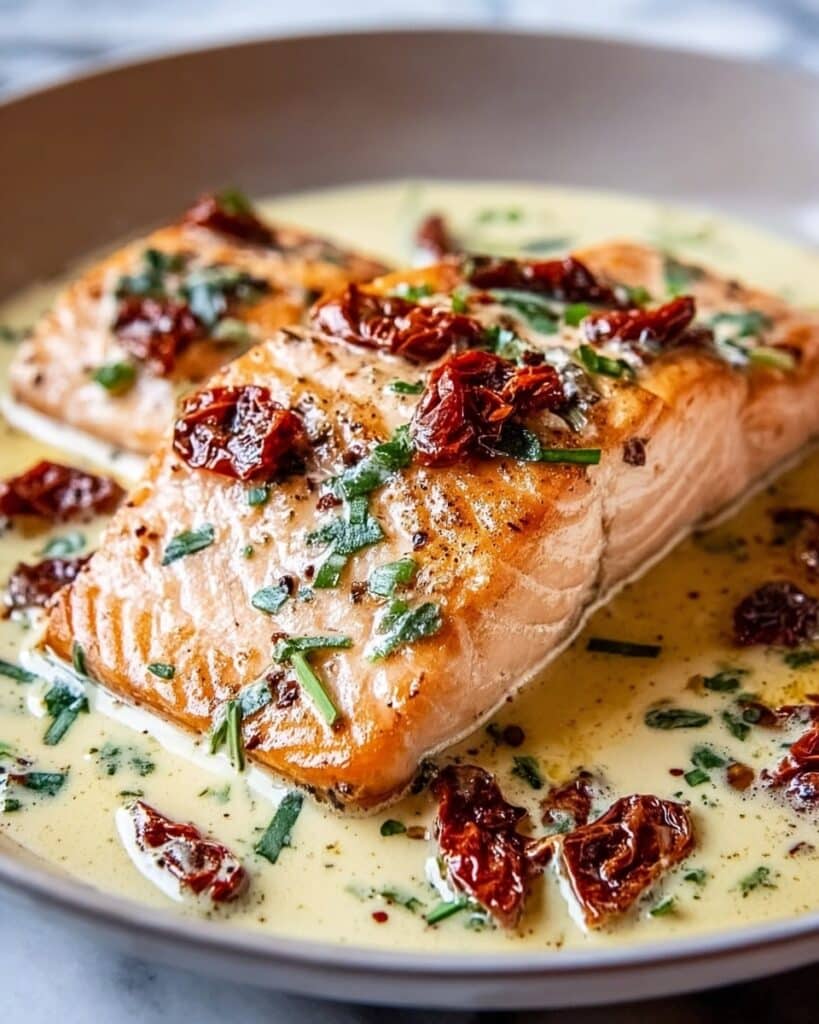 Pan Seared Salmon with Sun-Dried Tomato Cream Sauce Recipe