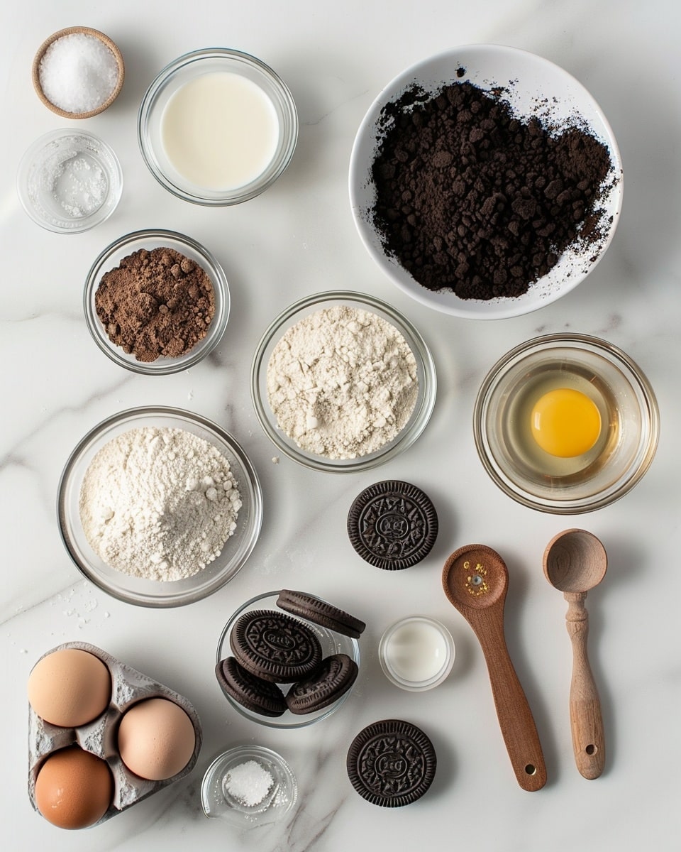 Single white plate holding one chocolate cupcake topped with two generous swirls of cookies and cream frosting speckled with crushed Oreo bits, an intact Oreo cookie elegantly pressed into the frosting, close-up angle revealing the moist chocolate cake texture beneath the creamy layers, sprinkled Oreo crumbs accenting the surface, placed on white marble background with natural lighting for a food blog style shot, intimate plated serving photo taken with an iphone --ar 4:5 --v 7
