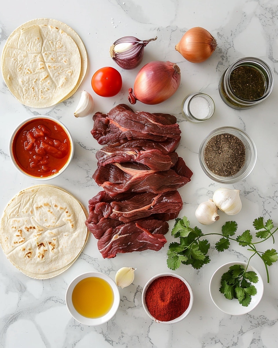Single white plate holding one folded crispy corn taco filled with tender, shredded beef, finely chopped white onion, and fresh cilantro leaves, close-up angled shot emphasizing the rich, dark interior textures of the meat and the golden, slightly charred tortilla edges, natural lighting highlighting the fresh herbs and the warm, inviting tones of the taco, white marble surface underneath, intimate plated serving photo taken with an iphone --ar 4:5 --v 7