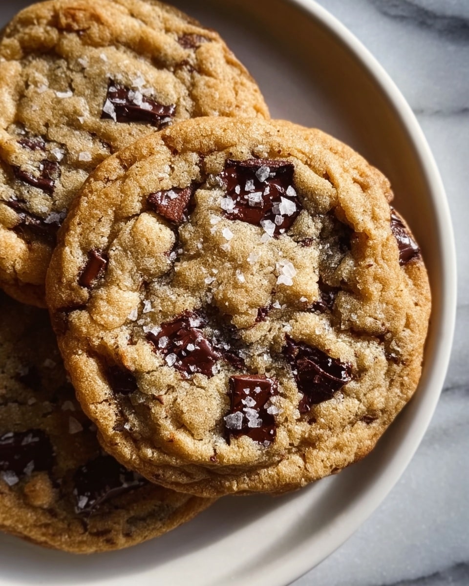 A white rectangular plate filled with a complete batch of freshly baked chocolate chip cookies, each cookie golden brown and studded generously with melted dark chocolate chunks, sprinkled lightly with coarse sea salt on top, arranged closely together to showcase the entire uncut collection with a variety of textures from chewy to slightly crispy edges, photographed from a 3/4 angle on a white marble countertop under natural lighting, professional food styling photo taken with an iphone --ar 4:5 --v 7