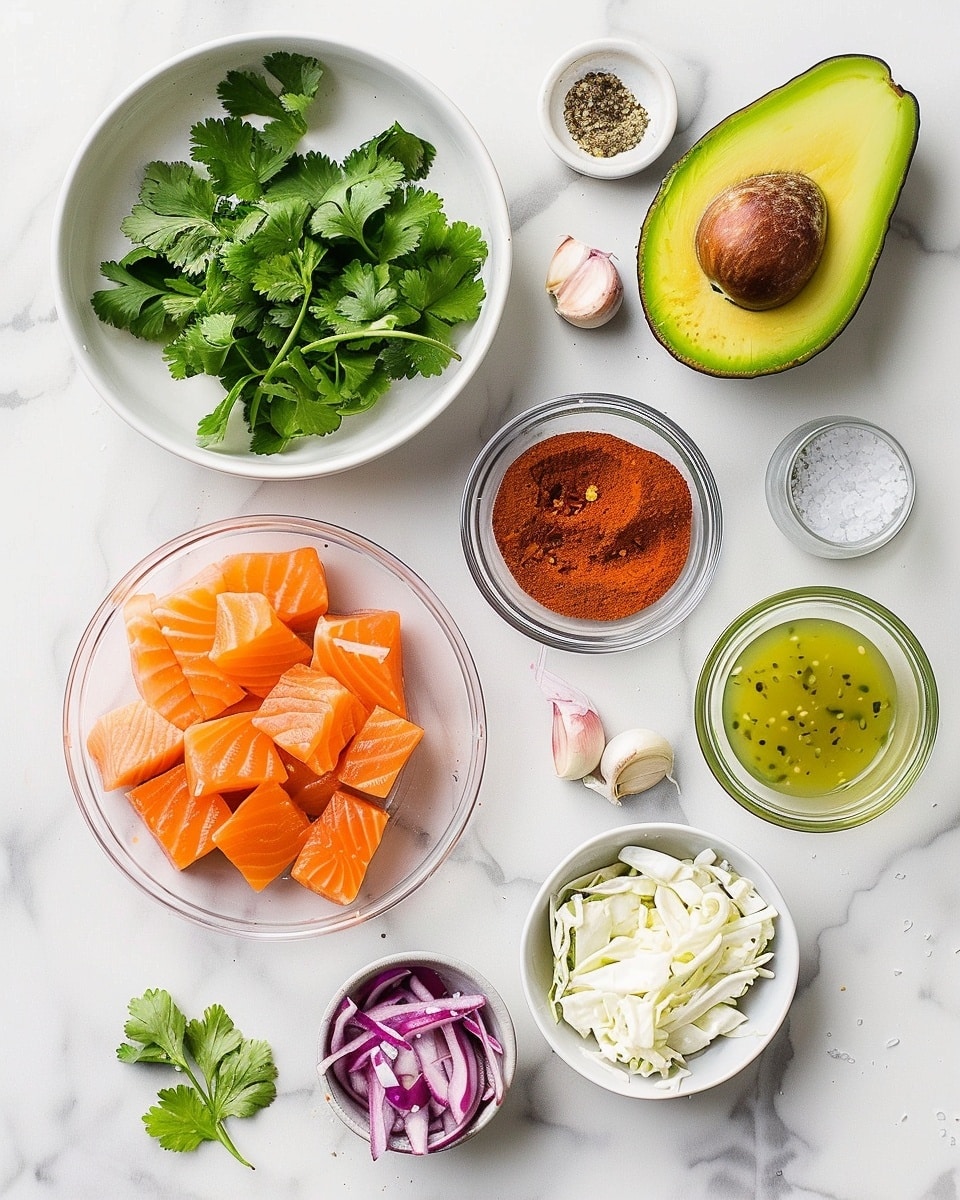Single white plate presenting one grilled fish taco with a warm, lightly charred tortilla folded over tender, seasoned fish chunks revealing a flaky interior, topped with vibrant green shredded cabbage slaw, creamy guacamole, and bright pink pickled onions accentuating texture and color contrast, natural light highlighting the freshness and juicy details, white marble surface background, intimate styled food blog serving photo taken with an iphone --ar 4:5 --v 7
