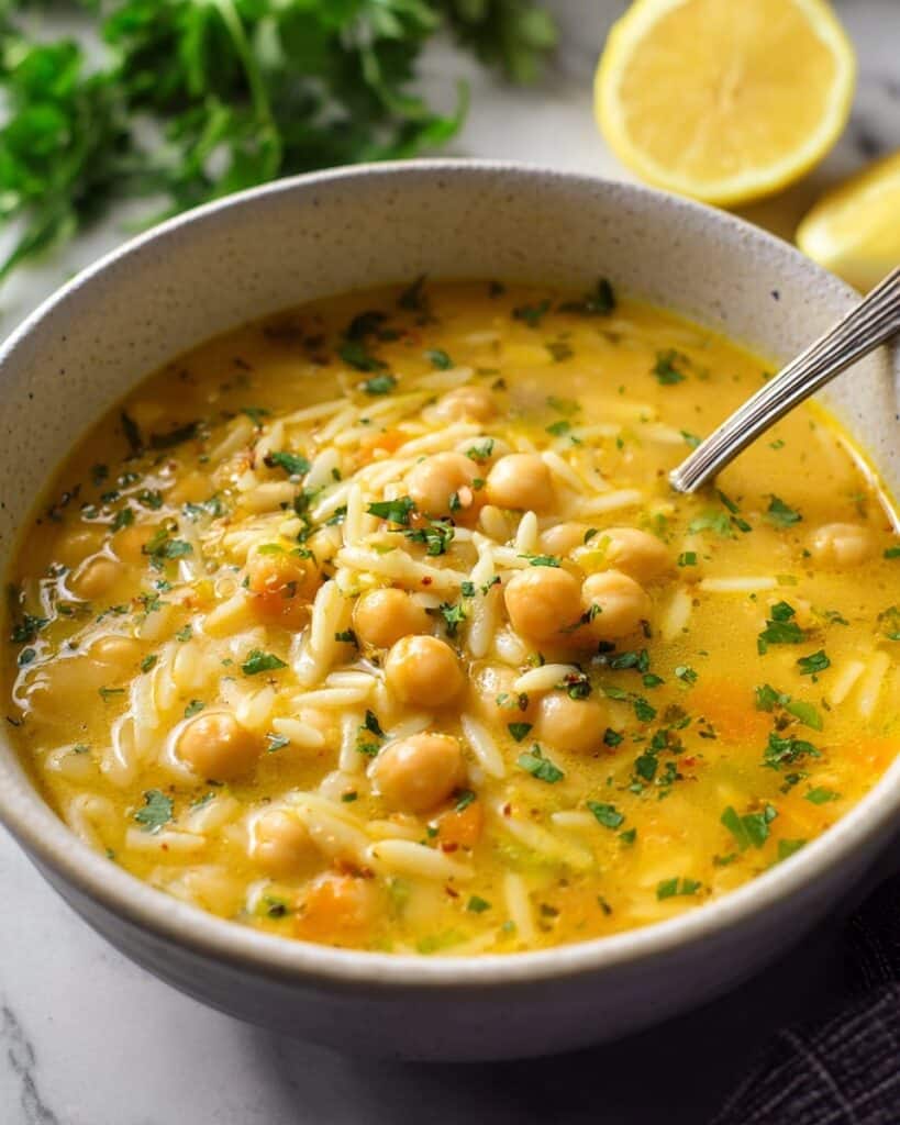 Lemon Chickpea Orzo Soup Recipe