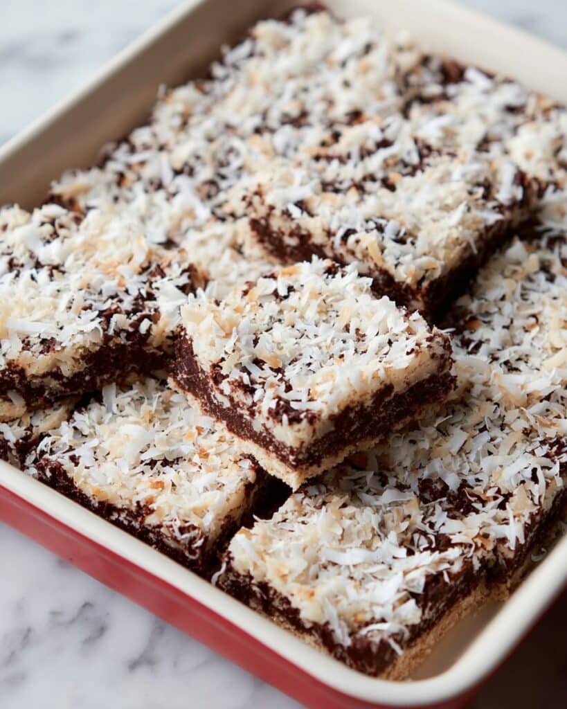No Bake Chocolate Coconut Fudge Bars Recipe