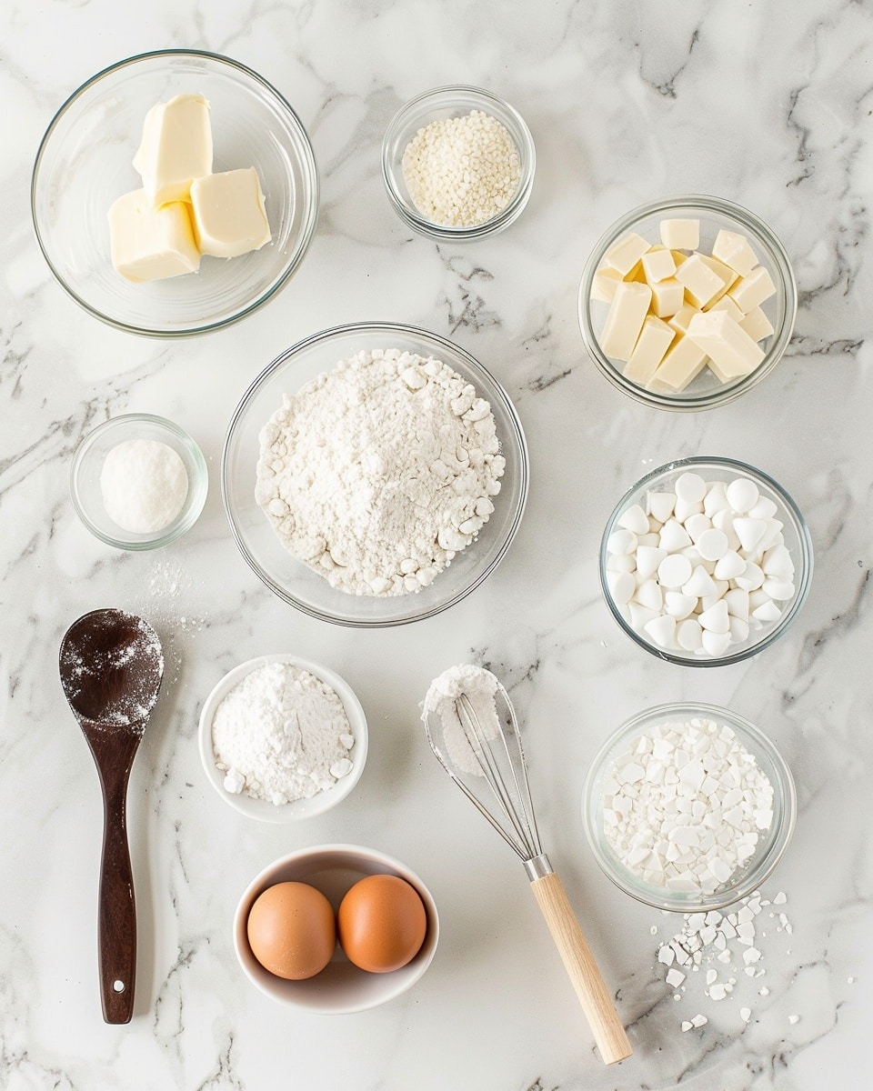 Single white plate featuring one thick, square slice of soft white chocolate chip blondie, angled to reveal its moist, dense interior packed with white chocolate chunks and chips, the melt-in-your-mouth texture evident along the edges, a few white chocolate chips scattered artistically on top and around the plate, placed on a white marble surface, natural light highlighting the warm golden tones and creamy chocolate bits, intimate food blog style photo taken with an iphone --ar 4:5 --v 7