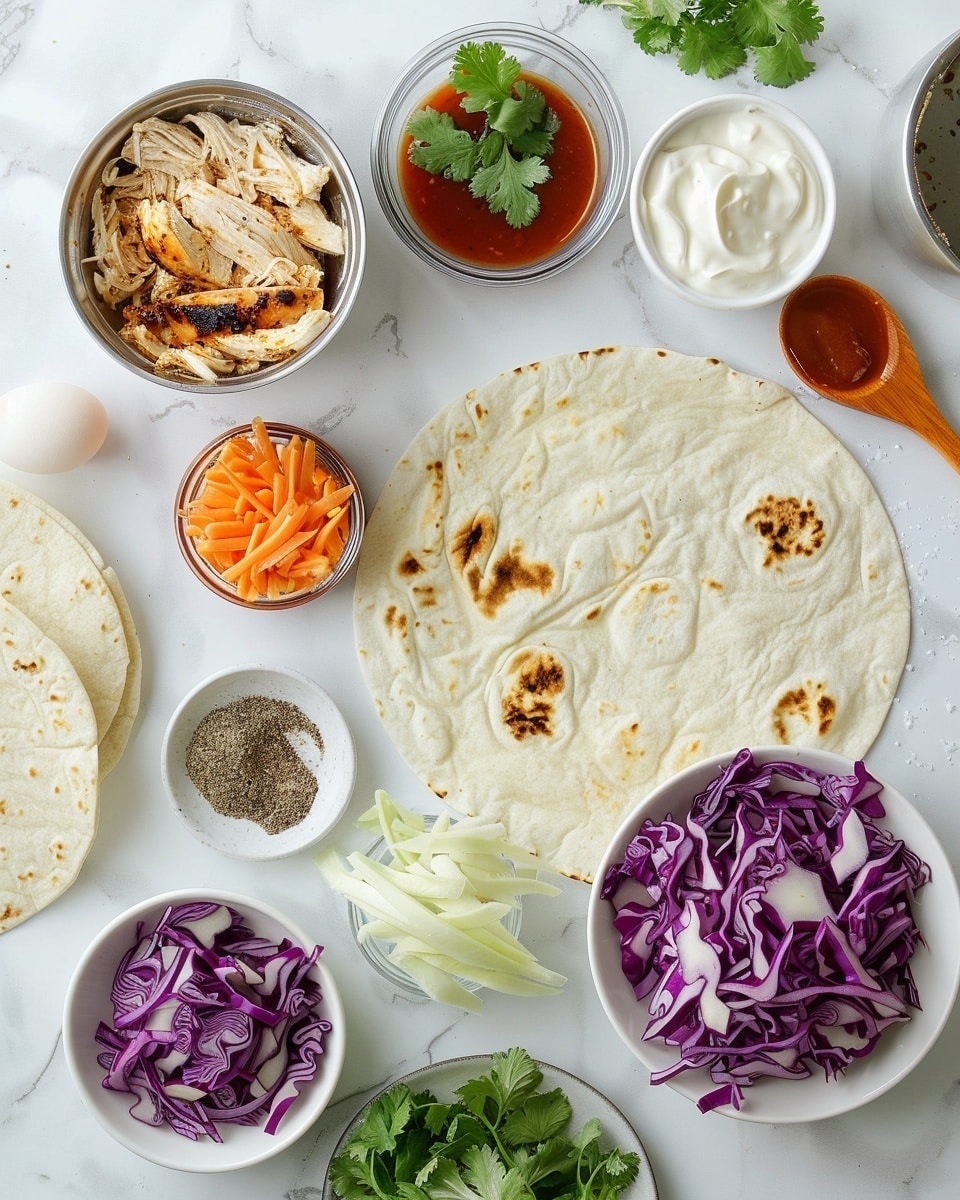 Single white plate presenting one generously filled wrap portion, cross-section facing forward to reveal tender shredded meat glazed with rich barbecue sauce, vibrant purple and green cabbage slaw mixed with creamy dressing peeking through, fresh herbs adding a pop of color, folded in a toasted soft flatbread, natural lighting highlighting the textures and moist layers, styled on a white marble surface, intimate close-up food blog style photo taken with an iphone --ar 4:5 --v 7