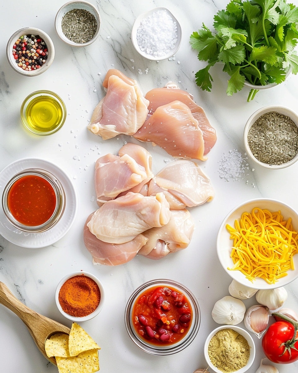 Single white bowl featuring a generous serving of creamy chicken chili with chunks of tender shredded chicken, black beans, sweet corn kernels, and diced tomatoes visible in a rich, thick orange broth, garnished with fresh chopped cilantro on top, close-up angle emphasizing the mixed textures and vibrant colors, steam gently rising, placed on a white marble surface, natural lighting, styled as an inviting individual serving from a food blog, photo taken with an iphone --ar 4:5 --v 7