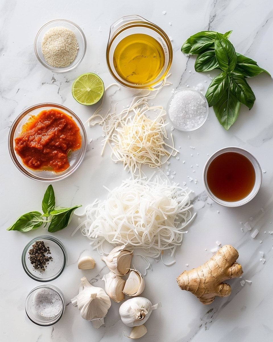 Single white bowl with a generous serving of Thai red curry chicken soup, featuring tender shredded chicken nestled among flat rice noodles immersed in a creamy, vibrant orange broth. The close-up composition reveals vibrant green cilantro leaves and sliced scallions scattered on top, with a wedge of fresh lime resting on the edge for a citrusy pop. The soup surface glistens with a touch of red chili oil, all set against a white marble background under natural lighting, styled as an inviting plated serving ready to enjoy. photo taken with an iphone --ar 4:5 --v 7
