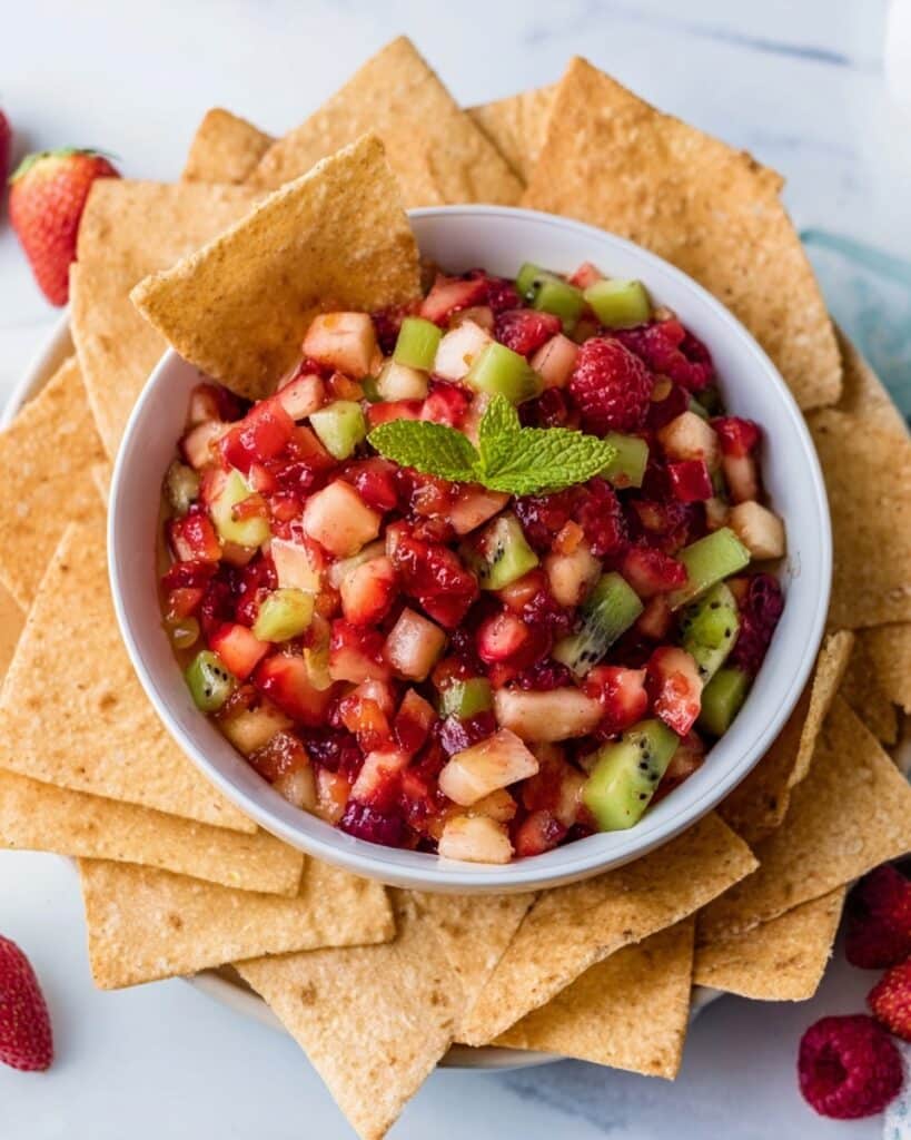 Fruit Salsa with Cinnamon Sugar Tortilla Chips Recipe