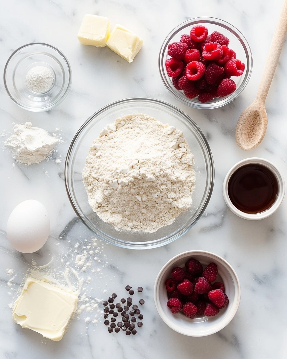 Single white plate showcasing one freshly baked raspberry and lemon cookie with visible plump raspberries and small lemon zest pieces embedded in the soft, golden-baked dough, close-up angled view emphasizing the tender crumb texture and slightly cracked top dusted with powdered sugar, natural light highlighting the vibrant berry reds and bright yellow lemon accents, arranged on a white marble surface, styled like a food blog single serving photo taken with an iphone --ar 4:5 --v 7