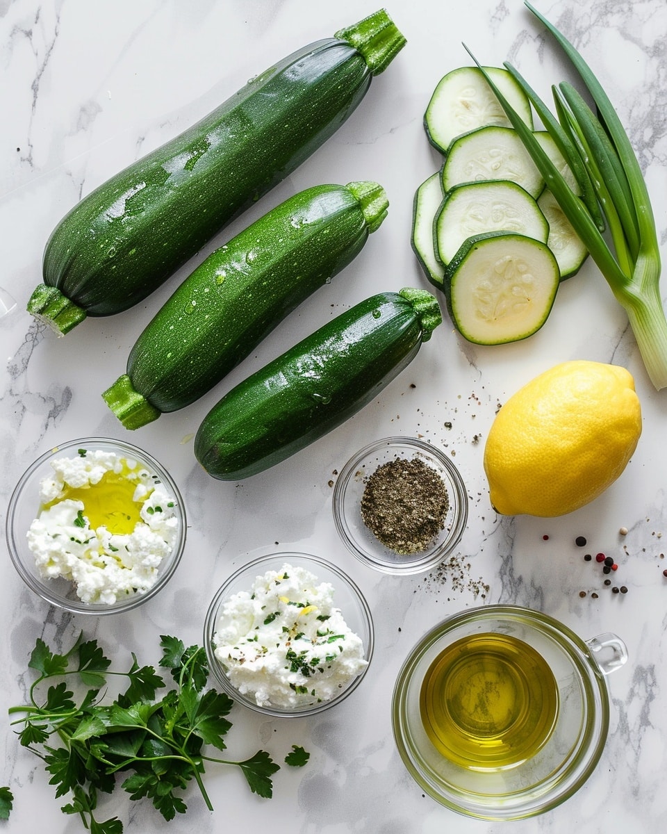 Single white plate presenting one stuffed zucchini boat filled with creamy ricotta and herb mixture, topped with golden-browned melted cheese and finely chopped parsley, close-up angle highlighting the tender zucchini shell and textured cheesy filling, placed on white marble surface, natural lighting, styled as an individual serving from a food blog, photo taken with an iphone --ar 4:5 --v 7