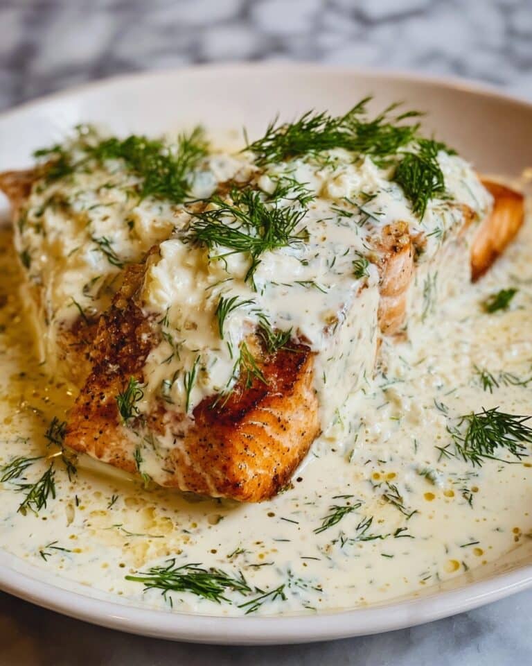 Salmon with Feta Dill Sauce Recipe