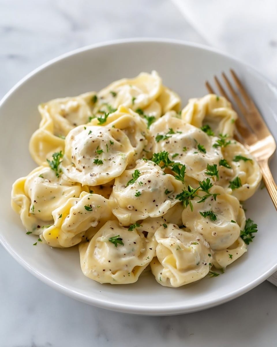 Creamy Parmesan and Asiago Tortellini with Herb Garlic Sauce Recipe