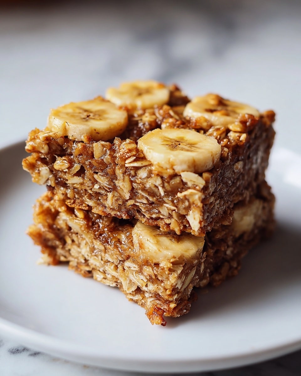Large white rectangular baking dish filled with a whole oat and banana flapjack tray bake, showcasing a golden-brown oat base topped with a chewy, dense layer of oats and banana chunks evenly distributed throughout, all arranged in an uncut, complete tray, photographed from a 3/4 angle on a white marble countertop with natural lighting, styled like a hero shot from a food magazine, photo taken with an iphone --ar 4:5 --v 7