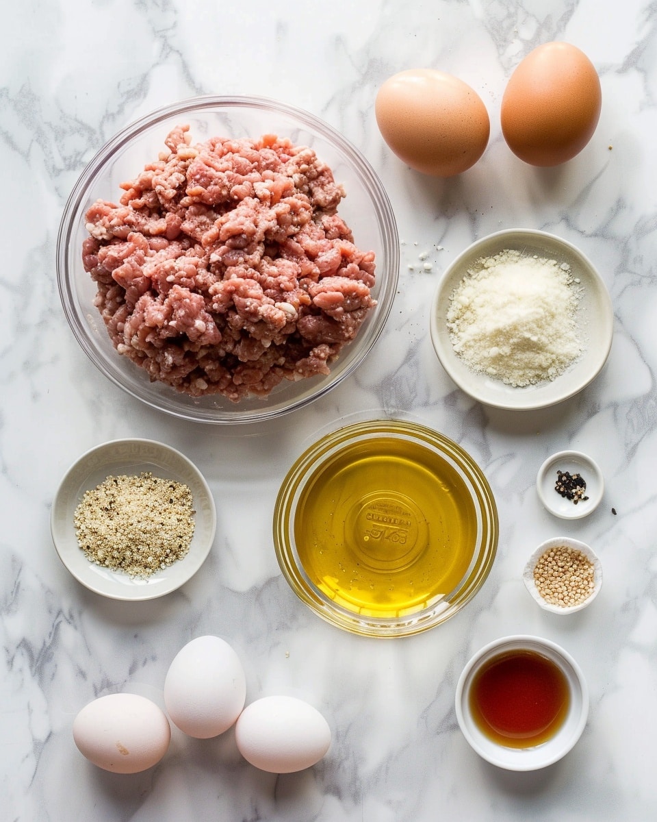 Single white plate with one large glazed Asian-style meatball resting on a bed of fluffy white rice, close-up angled shot showcasing the glossy, sticky texture of the sauce coating the meatball, topped with scattered toasted sesame seeds and fresh chopped green onions, steam rising gently, white marble surface beneath, styled like a food blog's intimate plated serving, photo taken with an iphone --ar 4:5 --v 7