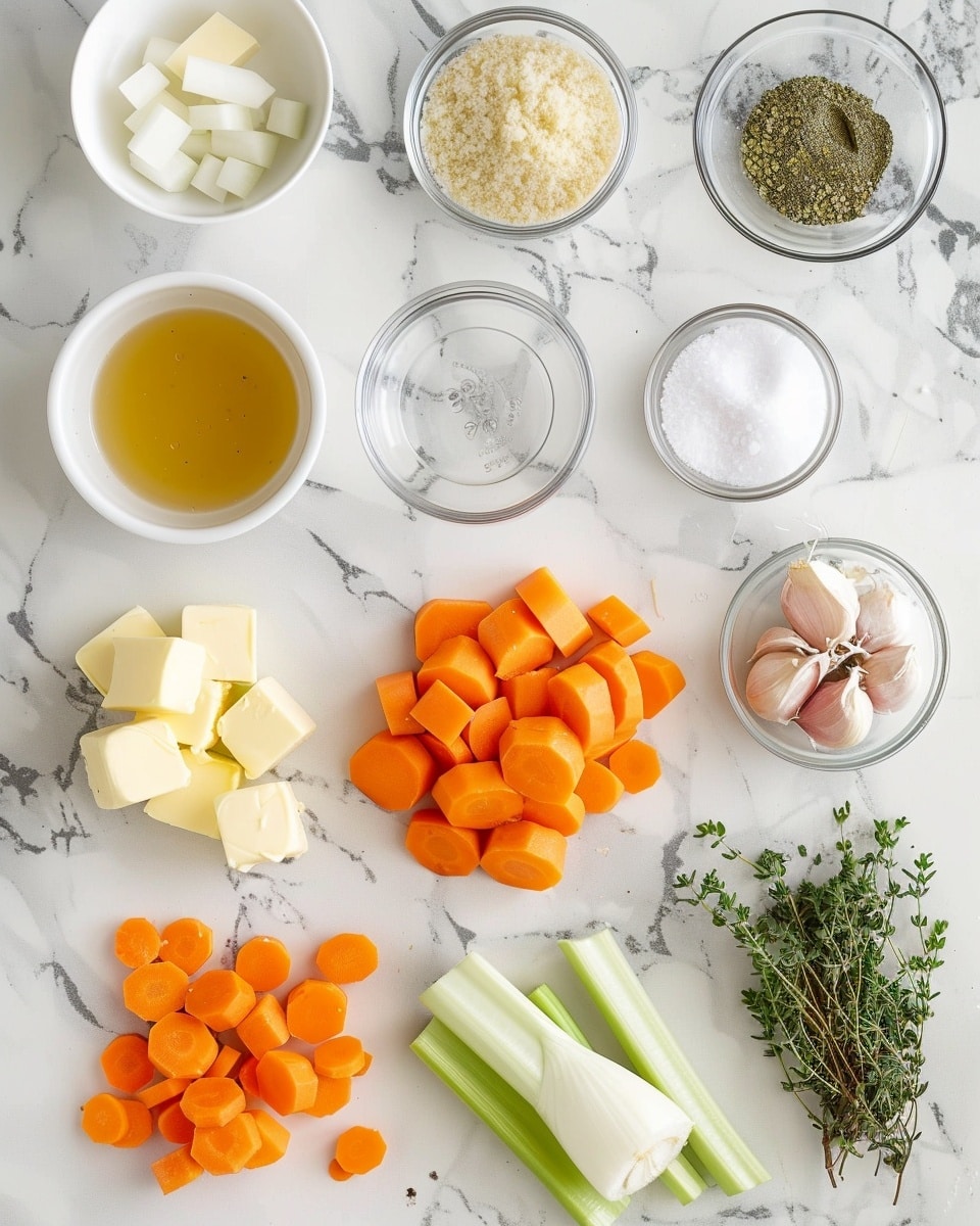 Single white bowl with a plated serving of creamy carrot soup, close-up angled shot showing the smooth, velvety texture of the golden-orange soup, swirled with a light drizzle of cream and garnished with fresh thyme leaves, steam gently rising, placed on white marble surface with a folded beige cloth napkin nearby, natural lighting highlighting the vibrant colors, intimate plated serving photo taken with an iphone --ar 4:5 --v 7