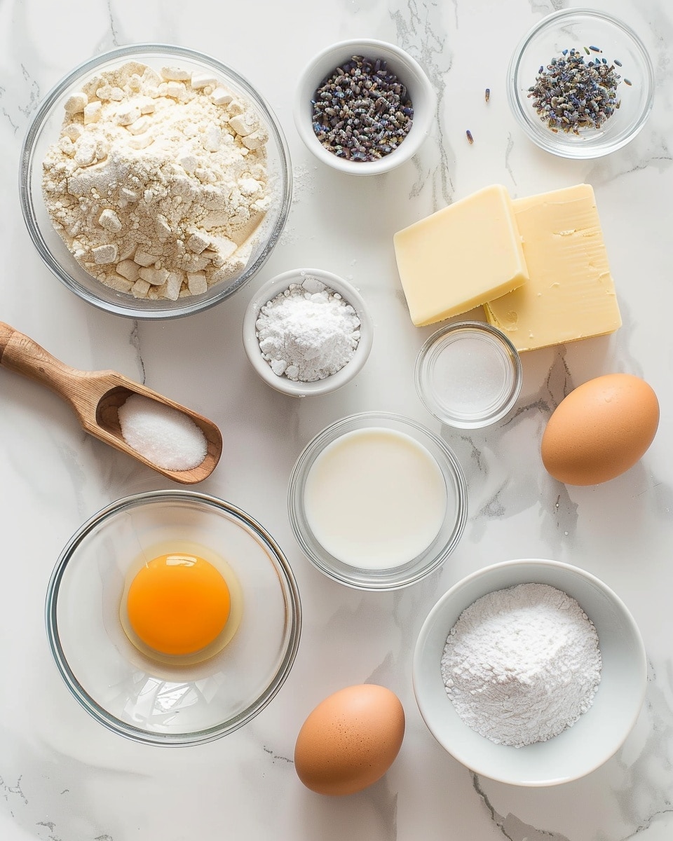 Single white plate holding a generous slice of layered yellow cake with delicate purple frosting swirled between each fluffy tier, close-up angle revealing the moist crumb texture and creamy lavender filling flecked with small dark berries, decorated on top with piped rosettes and dollops of matching purple cream with a few whole berries as garnish, natural light highlighting the smooth and airy frosting, set on a white marble surface, styled like a food blog individual serving photo taken with an iphone --ar 4:5 --v 7