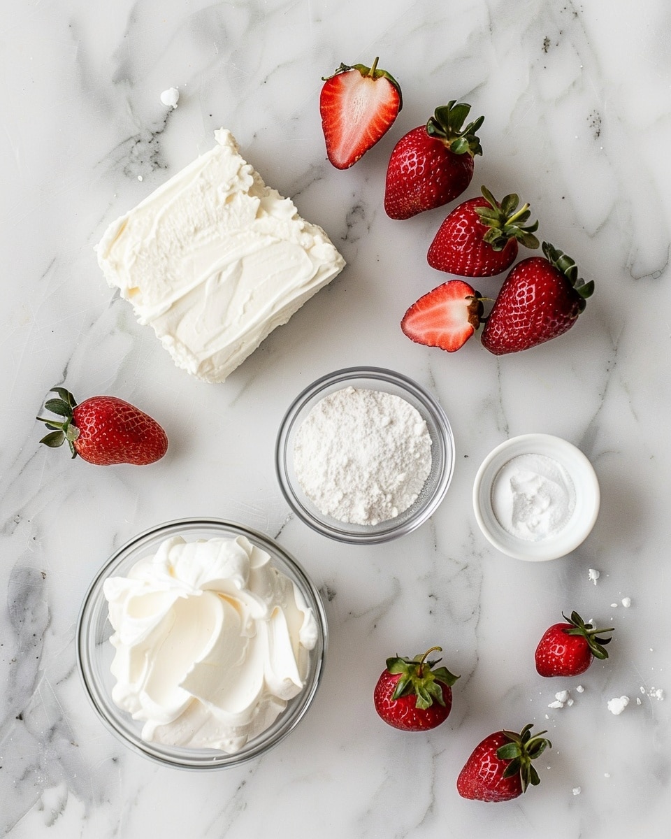 Single white plate featuring one small glass jar filled with a layered strawberry mousse dessert, visible fresh strawberry slices pressed against the clear glass showing juicy red interiors, smooth and creamy pink mousse filling, topped with a swirl of white whipped cream, natural soft lighting enhancing the textures, white marble background, close-up intimate view highlighting the fresh and airy layers, styled like a food blog serving photo taken with an iphone --ar 4:5 --v 7