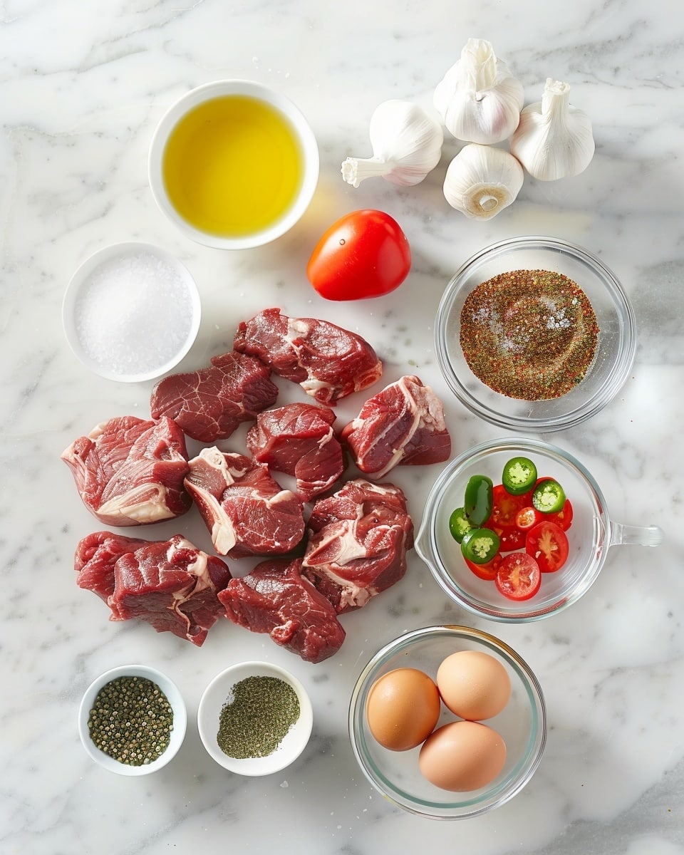 Single white bowl with a close-up view of a single serving of thick, hearty chili featuring tender, browned chunks of beef simmered in rich red tomato sauce, highlighted with visible diced green peppers, jalapeño slices, and sprinkled fresh cilantro on top, steaming hot and richly textured, placed on a white marble surface with natural lighting, styled like a cozy food blog presentation, photo taken with an iphone --ar 4:5 --v 7