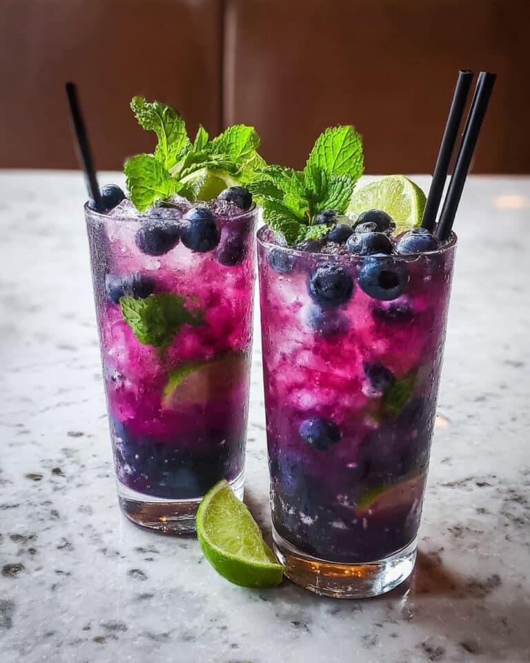 Blueberry Basil Lemon Lavender Mocktail Recipe