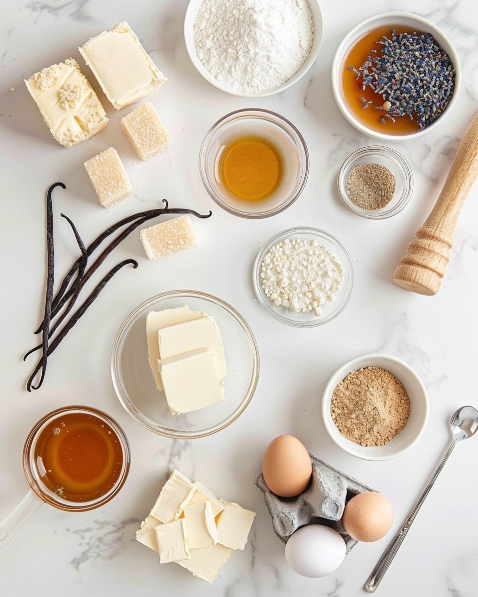 Single slice of creamy lavender cheesecake on a white plate, close-up angled view showcasing the smooth, dense interior with visible lavender specks and a thick, crumbly graham cracker crust, topped with delicate edible purple and white flowers and a light drizzle of honey, plated on a white marble surface, styled for an intimate food blog presentation, natural soft lighting highlighting textures and layers, photo taken with an iphone --ar 4:5 --v 7