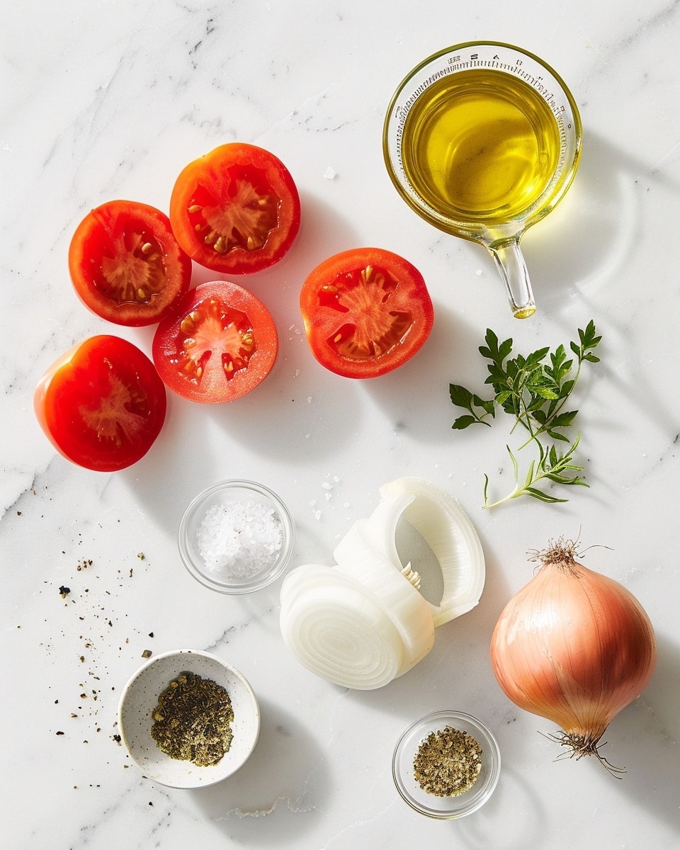 Single white bowl with a fresh serving of tomato and onion salad, featuring bright red tomato wedges and thinly sliced white onions, lightly sprinkled with cracked black pepper and fresh herbs, accompanied by a small white ramekin of golden olive oil on the side, placed on a white marble surface, close-up angled view showcasing vibrant colors and textures, ready to eat, natural lighting, food blog style presentation photo taken with an iphone --ar 4:5 --v 7