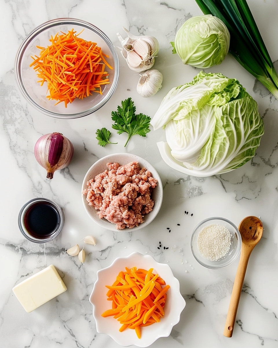 Single white plate presenting a vibrant serving of stir-fried ground meat with tender cabbage, thin carrot strips, and green onions, close-up angled shot highlighting the mix of textures and the slight glisten of the sauce coating the vegetables and meat, garnished with a light sprinkle of black pepper, set on a white marble surface, natural lighting emphasizing freshness and warmth, styled as an individual plated portion ready to eat, photo taken with an iphone --ar 4:5 --v 7