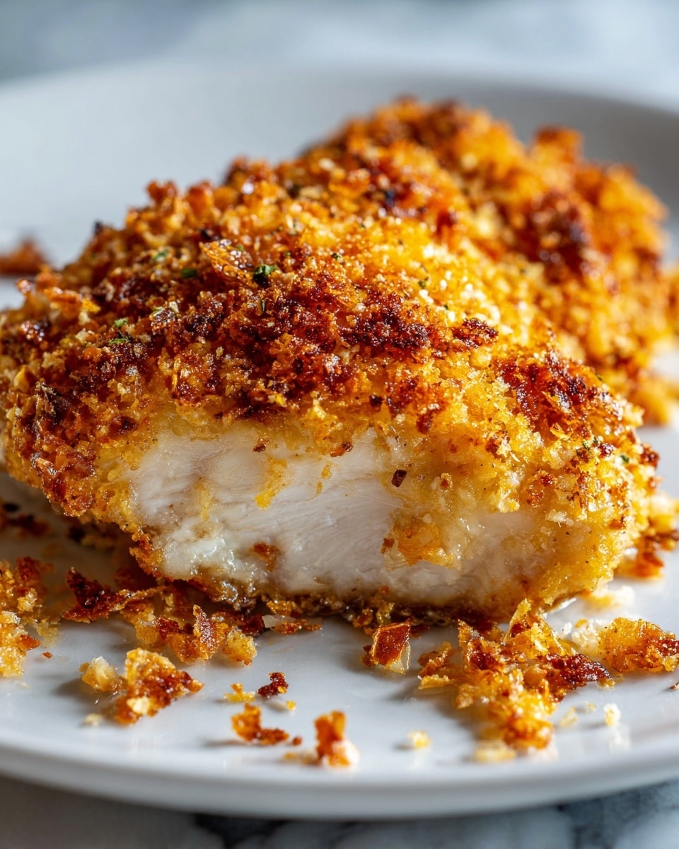 Large white skillet filled with golden brown crumb-coated chicken cutlets, evenly crisped with a crunchy, buttery breadcrumb topping, arranged together in the pan with scattered toasted crumbs, showcasing the complete batch at a 3/4 angle on a white marble countertop, natural daylight illuminating the textures and colors, professional food magazine hero shot photo taken with an iphone --ar 4:5 --v 7