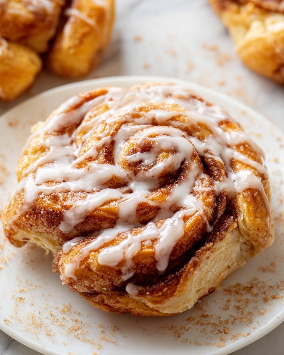 White serving platter filled with a full batch of freshly baked cinnamon rolls, warm golden-brown twisted knots generously coated with cinnamon sugar and drizzled with creamy white icing, arranged neatly on crinkled parchment paper, with a small white scalloped dish of cinnamon sugar nearby, whole dish captured from a 3/4 angle on a white marble countertop under natural lighting, styled like a hero shot from a food magazine, photo taken with an iphone --ar 4:5 --v 7
