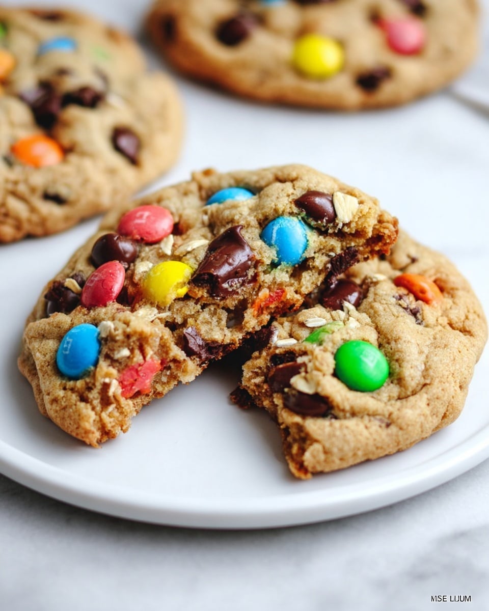 A large white rectangular baking tray filled with multiple golden-brown chocolate chip cookies generously studded with colorful candy-coated chocolates on top, arranged neatly to show the full batch fresh out of the oven, each cookie soft and thick with a slightly crisp edge, captured in a professional 3/4 angle shot on a white marble surface with natural lighting, highlighting the textures and vibrant colors of the entire batch, like a hero shot from a food magazine, photo taken with an iphone --ar 4:5 --v 7